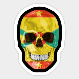 Grenada Flag Skull - Gift for Grenadan With Roots From Grenada Sticker